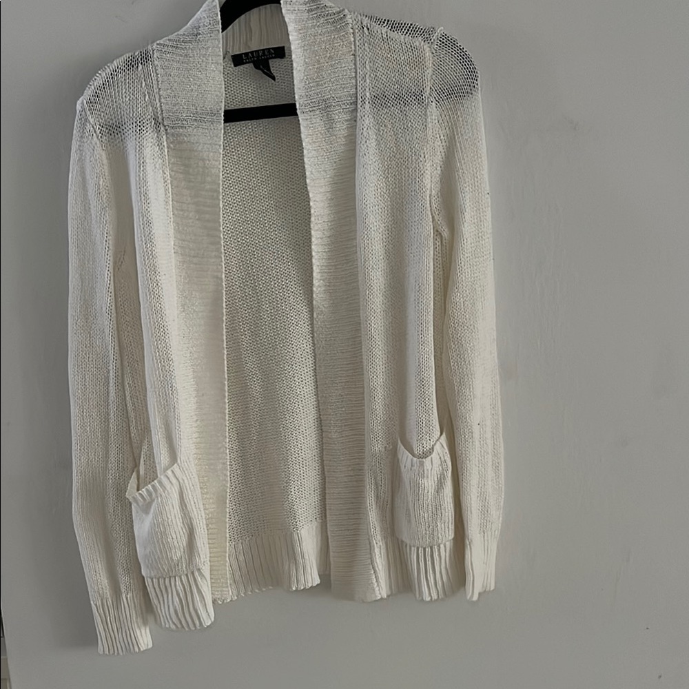 White Open-Front Sweater